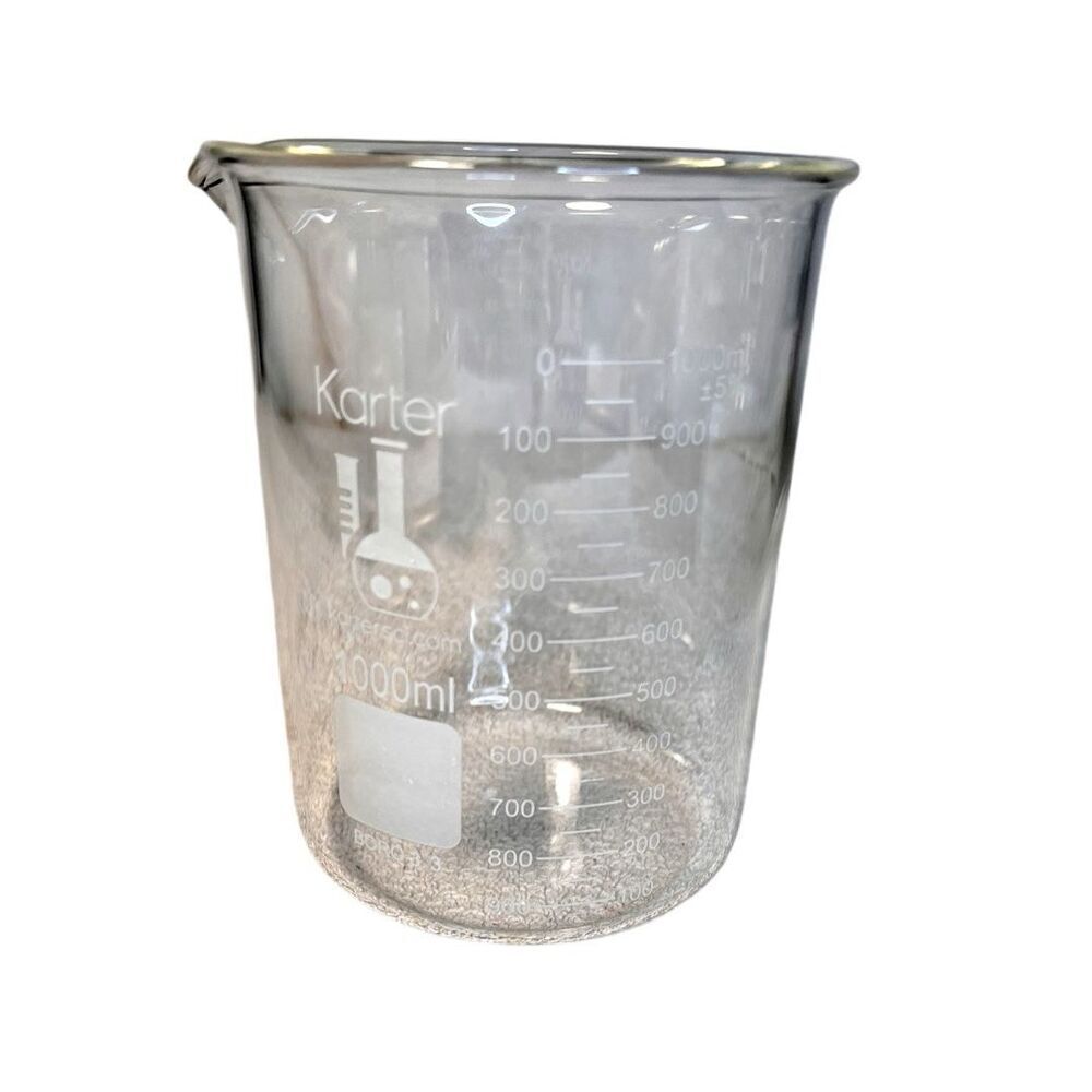 KARTER Scientific 1000ml Glass Beaker w/Spout